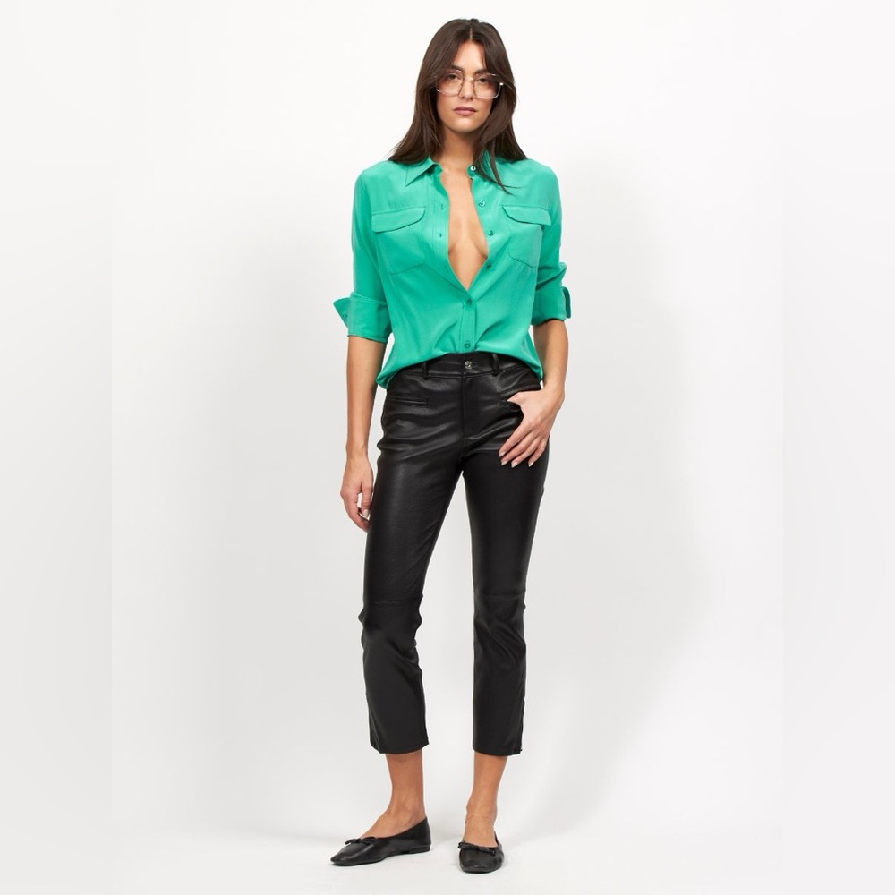 Equipment L Green SLIM SIGNATURE SILK Blouse